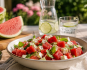 Wassermelonen-Salat mit Feta-Minze und Gurke, sommerliches Rezept von gesund beschwingt - Bioresonanz und Darmgesundheit